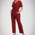 thumbnail image 2 of Grrvtrz Womens Scrubs Set Casual Workwear Drawstring Threaded Pant Legs 2PC, V Neck Stretch Scrub Top & Straight Leg Pants, 2 of 6