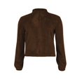 thumbnail image 4 of Femmes Sherpa Veste Revers Manches Longues Récolte Molleton Floue Zip Vestes Manteau Hiver Chaud Solide Pelucheux Outwear, 4 of 5