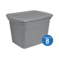 thumbnail image 1 of Sterilite Bac de rangement en plastique de 68 L avec couvercle à pression, empilable, gris- 8 PK, 1 of 7