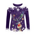 thumbnail image 4 of Blouses pour Femmes Imprimé Décontracté Noël Manches Trois Quarts Col Rond Hauts Blouse pour Femmes en Solde, 4 of 4
