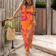 thumbnail image 2 of Womens Sleeveless Tight Maxi Dress Side Slit Drawstring Ruched Slim Fit Tank Dress U Neck Summer Club Beach Sun Dresses, 2 of 4