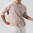 thumbnail image 4 of Hauts à Col Rond Coupe Ample pour Hommes en Couleur Unie pour le Printemps, 4 of 6