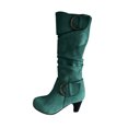 thumbnail image 2 of LSLJS Women's Winter Warm High Heel Straight Leather Belt Buckle Suede Thick Heel Knight, 2 of 3