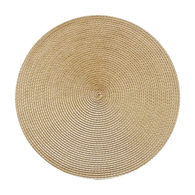 yulier 15 inch Round Woven Placemats Non Slip Heat Resistant Round Table Mats Washable Place Mats for Kitchen Dining Table Party Decoration, Gold