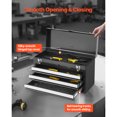 thumbnail image 4 of KFFKFF Metal Tool Box, 20.5-inch, Portable Metal Tool Box with 3 Drawers, Small Tool Chest with EVA Liners, 4 of 9