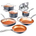 thumbnail image 1 of Gotham Steel Copper 12 Piece Ceramic Nonstick Aluminum Cookware Set, Oven Safe to 500°F, Dishwasher Safe, 1 of 9