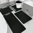 thumbnail image 4 of Maplenight 5-Pieces Large Bathroom Rug Set with Toilet Cover - Soft Velvet Fleece, Non-Slip, Water Absorbent, Washable, Modern Style Black, 4 of 7