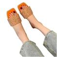 thumbnail image 4 of RKSTN Pantoufles pour Femmes Nouvelles Rétro à Bout Carré Chaussures Plates Sandales Décontractées à Strass Pantoufles,Pantoufles pour Femmes Intérieur Extérieur, 4 of 6
