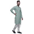 thumbnail image 2 of Atasi Designer Kurta Pajama For Men Printed Angrakha Kurta Set Summer Clothing, 2 of 3