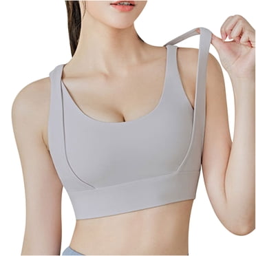 Bigersell Soutiens-gorge de Sport pour Femmes, Course, Mise en Forme, Yoga, Dos Esthétique, à Boutons, Rehausseur, Poitrine, sous-Vêtements de Sport Détachables, Femme, Soutiens-Gorge de Sport pour Filles, Grande Taille, Soutien-Gorge de Sport en Polyester Style 797, Gris M