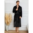 thumbnail image 4 of U2SKIIN Mens Fleece Robe, Soft Warm Long Plush Shawl Collar Fleece Bathrobe,(Black,L-XL), 4 of 5