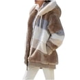 thumbnail image 4 of IROINID Women's Comfy Short Jacket Contrast Color Zip Up Long Sleeve Outwear, Khaki, 4 of 6