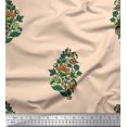 thumbnail image 1 of Soimoi Poly Georgette Fabric Leaves & Floral Block Print Sewing Fabric Yard 52 Inch Wide, 1 of 3