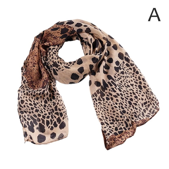 Women Ladies Leopard Print Soft Chiffon Shawl Neck Scarf Long Fast Wrap R0N3