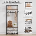 thumbnail image 4 of COZONY Coat Rack with Shoe Bench, 4-in-1 Hall Tree W/ 5 Hooks, Entryway Bench with Coat Rack, Sturdy Steel Frame, Versatile Furniture for Bedroom, Living Room, Apartment, 25.2"W,Brown, 4 of 7