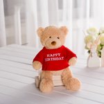 Cadeau en peluche d'ours en peluche, vêtements rouges, joyeux anniversaire.