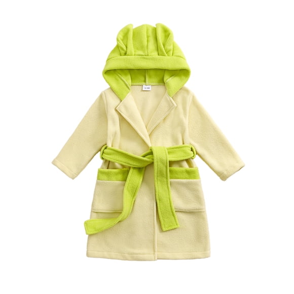 Splozh Kids Robe Childrens Comfortable Warm Bathrobe Boys and Girls Plush Long Sleepwear Casual Home Wear Green,18-24 Months