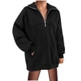 thumbnail image 1 of DPTALR Automne Femmes Décontracté Confortable Fermeture Éclair Poche Manches Longues Col Montant Blouse et Chemise, 1 of 6