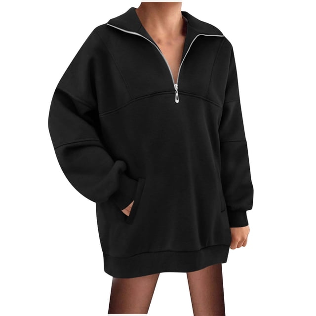 DPTALR Automne Femmes Décontracté Confortable Fermeture Éclair Poche Manches Longues Col Montant Blouse et Chemise