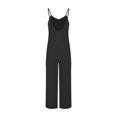 thumbnail image 3 of RKSTN Jumpsuits for Women 2024 V Neck Sleeveless Jumpsuits Spaghetti Straps Solid Color Loose Plus Size Long Pants Rompers with Pockets, 3 of 4