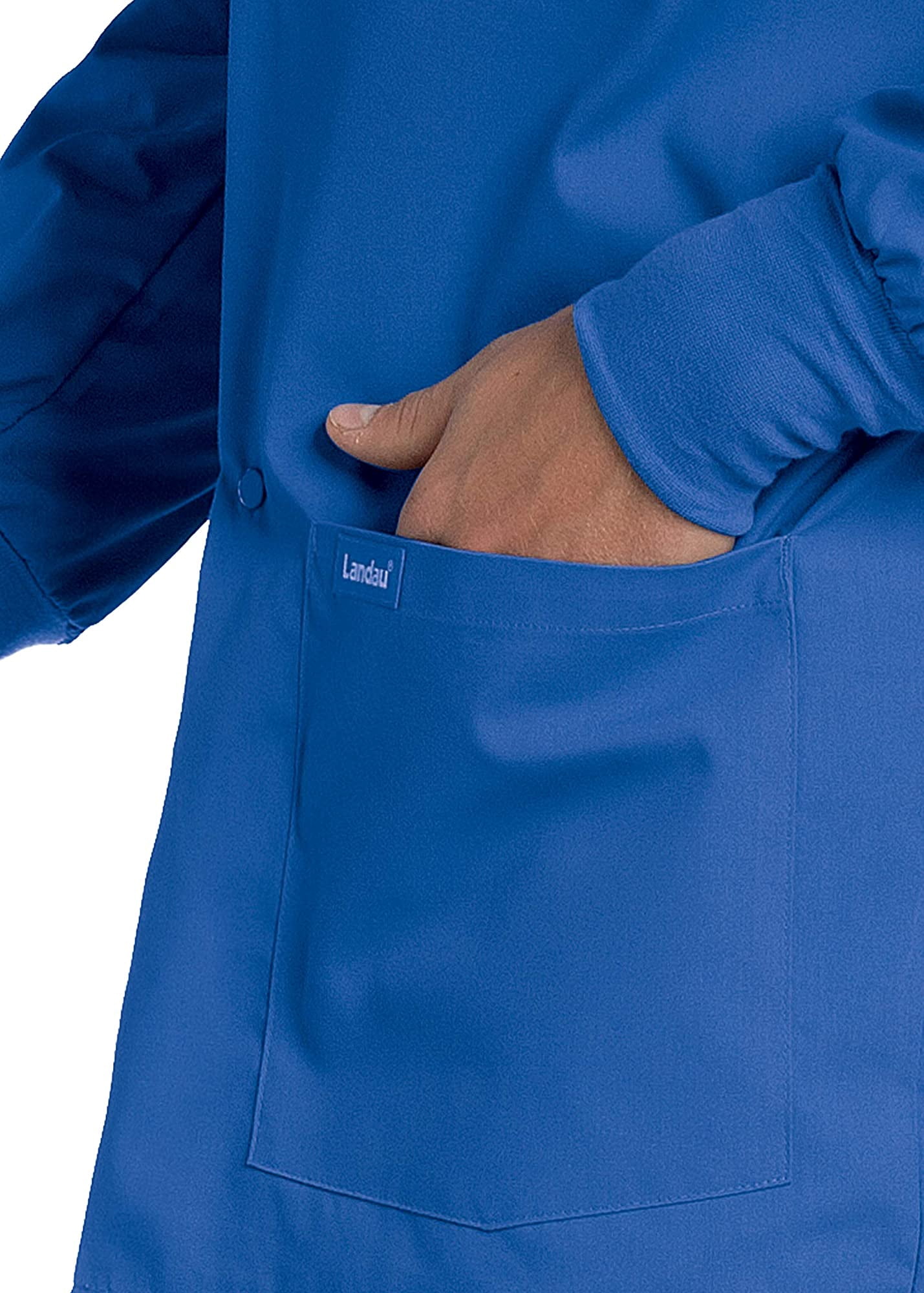 Landau Essentials Vestes de Sarrau à 5 Poches pour Hommes - Coupe Classique et Décontractée, Col Ras du Cou, devant à Boutons-Pression, Sarraus d'Échauffement 7551