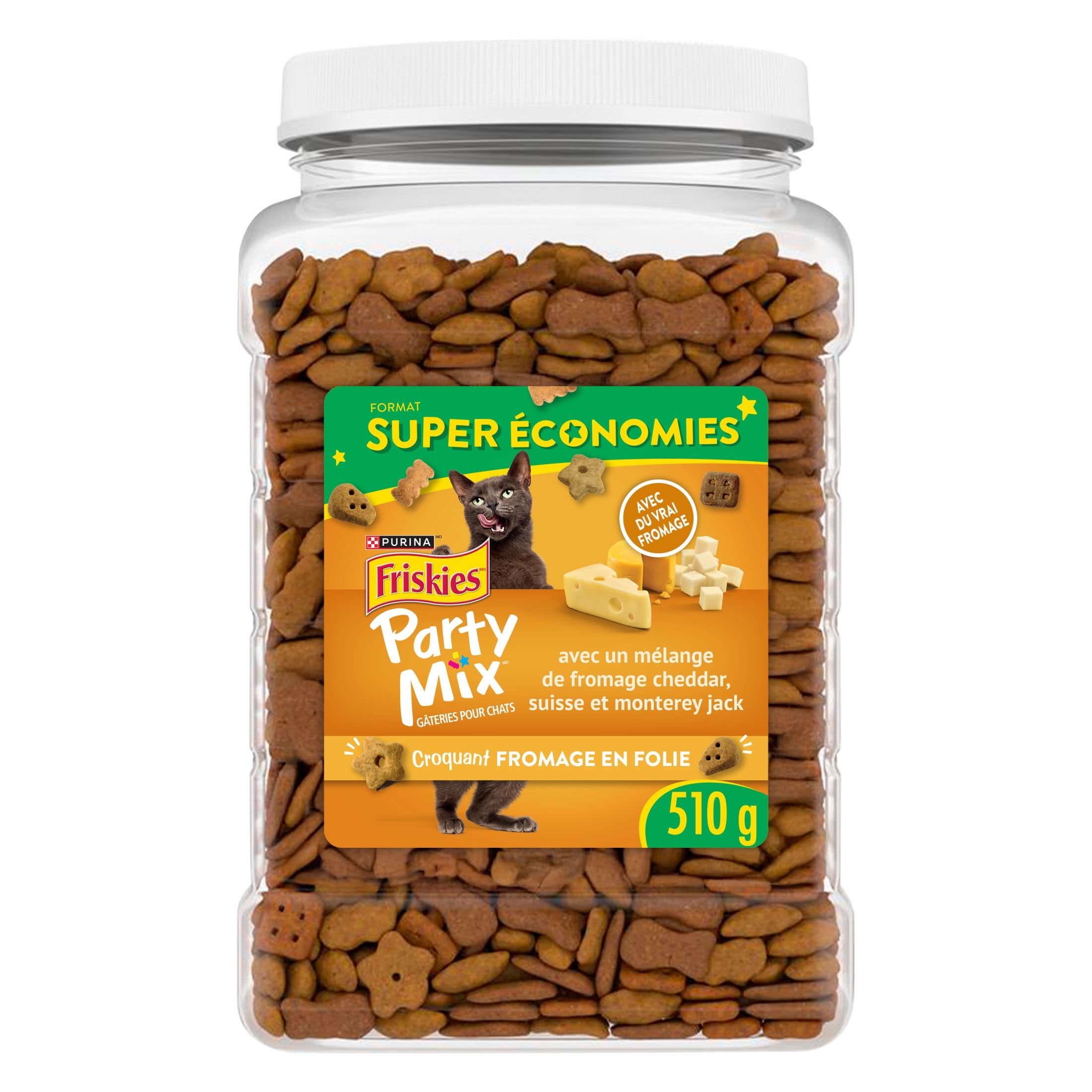 Purina Friskies Party Mix Cheezy Craze Crunch avec du vrai fromage, Gâteries pour chats, 510g