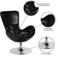 thumbnail image 2 of Chaise de réception latérale en cuir noir de la série Egg, 2 of 9