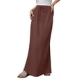 thumbnail image 1 of GPOECD Linen Maxi Skirts For Women Summer Comfortable Drawstring Waist A Line Boho Long Flowy Skirt, 1 of 7
