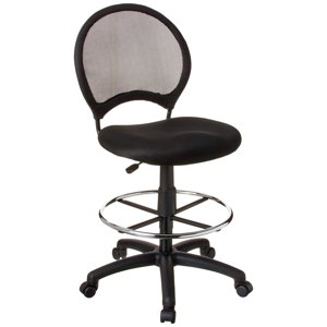 Boss Office Products Chaise de rédaction en tissu Mesh Back avec anneau de pied en noir