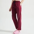 thumbnail image 4 of Yuyuzo Women Casual Pants Elastic Drawstring High Waisted Solid Color Slacks Straight Leg Bootcut Trousers, 4 of 5