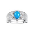 thumbnail image 1 of RYLOS Men's Rings Sterling Silver Rings Classic Designer Style 8X6MM Oval Gemstone &  Diamond Ring Turquoise December Birthstone Rings For Men,  Size 11, 1 of 7