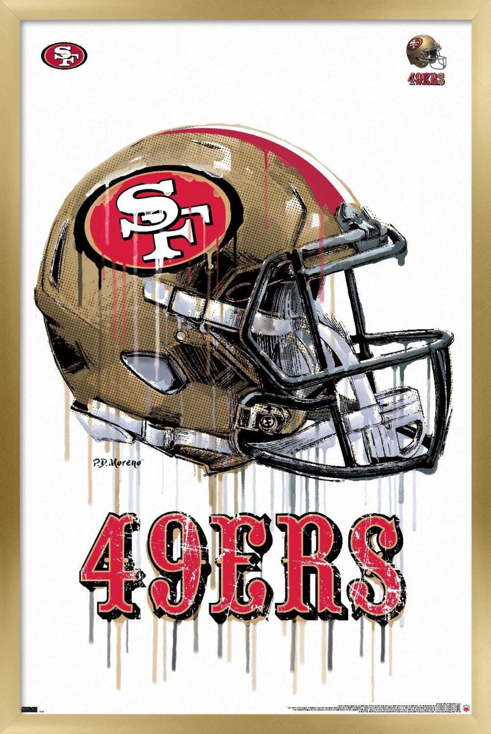 NFL San Francisco 49ers - Drip Helmet 20 Wall Poster with Push Pins
