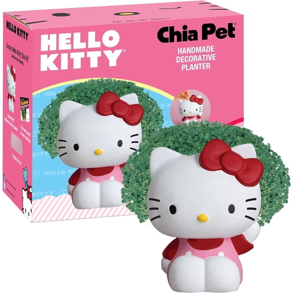 Chia Pet Hello Kitty avec Paquet de Graines Jardinière Décorative en Poterie Facile à Faire et Amusante à Cultiver Cadeau Fantaisie Parfait pour Toute Occasion