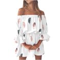 thumbnail image 1 of Robes d'Été pour Femmes Robes d'Été pour Femmes Travail Décontracté Plage Aguichant à Rabais Robes à Manches Courtes pour Femmes Décontractées Tunique à Épaules Robes d'Été Décontractées Coupe Ample Manches Évasées Mini Robe Fleurie, 1 of 5