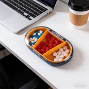 MTBLYS Mini Weekly Organizer Box 3 Grids Moisture Proof Portable for Travel Removable Individual Containers Plastic Pill Storage