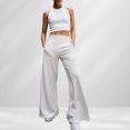 thumbnail image 3 of Ensemble Pantalon 2 Pcs Décontracté Col Rond Poches Tenue de Vacances (Noir S), 3 of 8