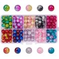 thumbnail image 1 of CHUANK 100pcs 10 Color Crackle Glass Beads 10mm Handcrafted Lampwork Round Crystal Beads Bulk, 1 of 9