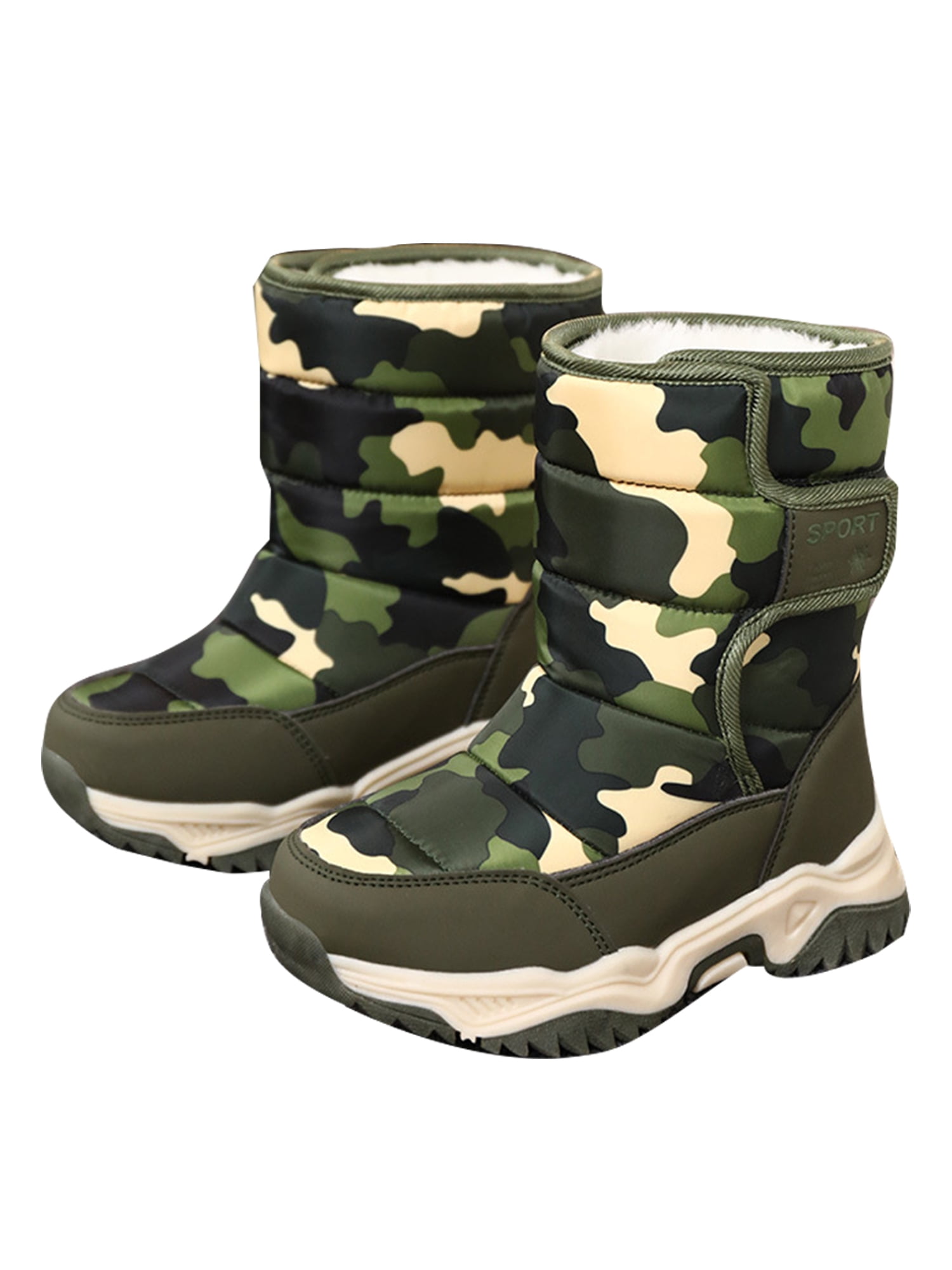 Woobling Boys Non-Slip Mid Calf Boots Outdoor Platform Snow Boot Breathable Green 4Y