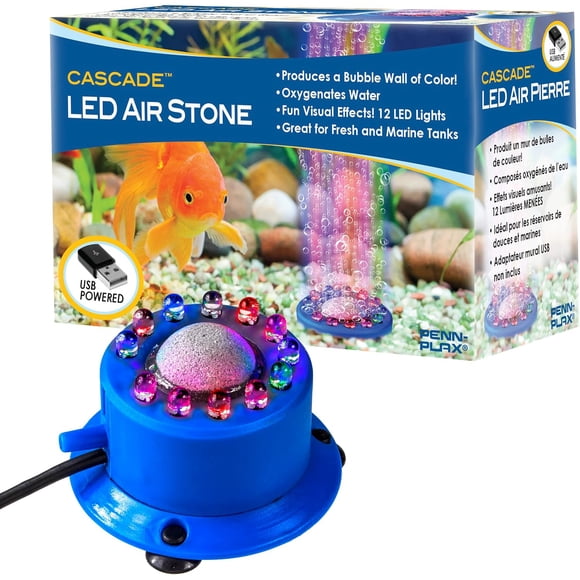 PENN-PLAX 3-Inch Round LED Air Stone with 12 LED Lights for Freshwater & Marine Aquariums