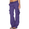 thumbnail image 2 of Wiyuqeen Plus Sized Summer Cargo Pants for Women Casual Chill Low Rise Workout Pants Tactical Active Cargo Pants Trendy Double Button Multiple Pockets, 2 of 6