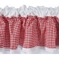 thumbnail image 3 of Cotton Cafe Curtain Country Rural Style Red and White Checked Kitchen Curtain/ Gingham Short Window Valance with Lace 150x40cm, 3 of 6