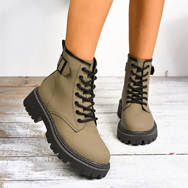 Styesk Bottes pour Femmes Mode Bottes Mi-Mollet pour Femmes Décontractées Bout Rond Bottes Confort Chaussures Décontractées Bottes de Travail pour Femmes