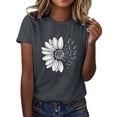 thumbnail image 1 of T-Shirt d'Été Tournesol pour Femmes Grande Taille Blouse Ample Manches Courtes Graphique Décontractée Polyester, 1 of 4
