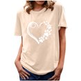 thumbnail image 1 of Pisexur T-shirt de la Saint-Valentin pour Femmes Mode Col Rond Imprimé Manches Courtes T-shirt Décontracté Ample, 1 of 3
