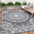thumbnail image 2 of Findosom 9'x12' Waterproof Outdoor Rug, Foldable Reversible Plastic Straw Rug, Large Patio Rug for Outdoors, RV, Patio, Backyard, Deck, Picnic, Beach, Camping Gray, 2 of 6