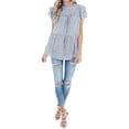 thumbnail image 4 of Chemise Femme Imprimé Léopard Chemise à Volants Manches Été, Bleu, TG, 4 of 6