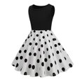 thumbnail image 4 of Huvoen Vêtements de Déguisement pour Filles 4-6 Filles Été Rétro Taille Rayure Couleur Unie Manches Volantées Assemblées Manches Col Rond Robe Blanc 120, 4 of 5