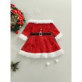 thumbnail image 3 of FOCUSNORM Christmas Kids Girls Sequin Dress, Long Sleeve Off Shoulder Rhinestone Dress, 3 of 8