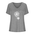 thumbnail image 3 of Hauts Grande Taille pour Femmes Mode Décontractée Imprimée Manches Courtes Tee-Shirt Ample Grande Taille Blouse Col en V Shorts Grande Taille pour Femmes, 3 of 5