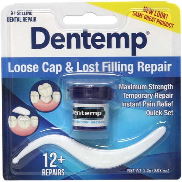 Dentemp Loose Cap and Lost Filling Repair, Quickly Sets So You Can Eat On It In Just Sixty Minutes, Easy To Use, Safe and Strong, Blue
